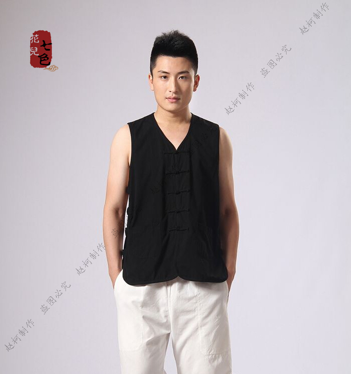 Phong cách Trung Quốc Nho giáo Tang phù hợp với cotton cũ áo không tay nam ngựa cũ vải thô vest mùa hè nam đồ bộ kiểu