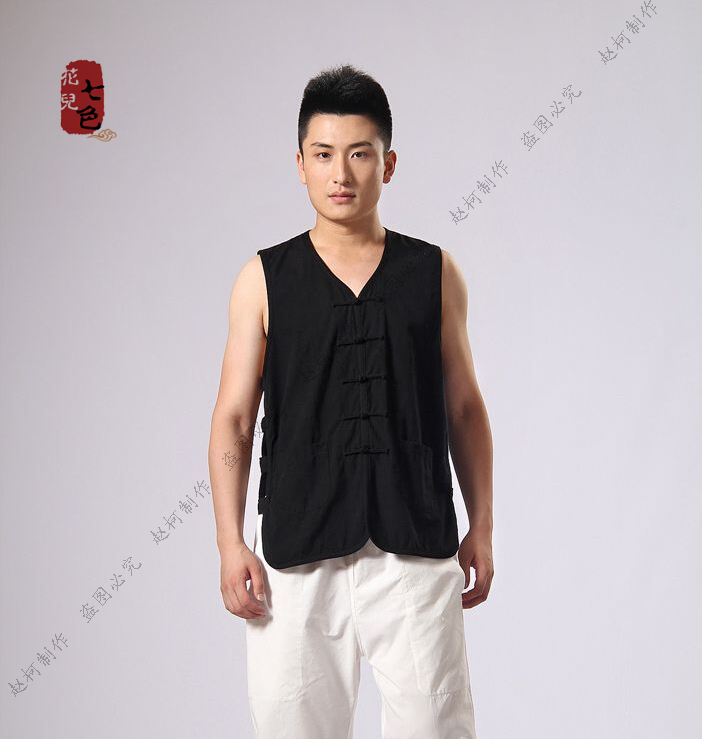 Phong cách Trung Quốc Nho giáo Tang phù hợp với cotton cũ áo không tay nam ngựa cũ vải thô vest mùa hè nam đồ bộ kiểu