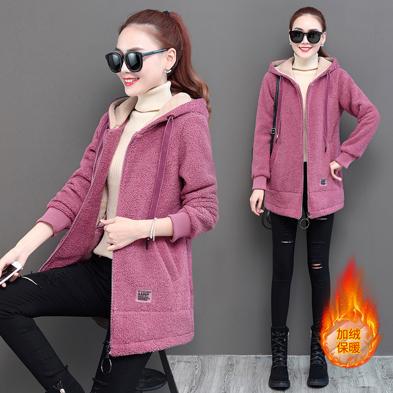 Lamb wool coat female autumn winter new Korean version fashion plus suede thickened thick cotton T cardiovert sheep lamb suede cloister