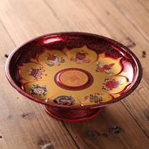  Fruit plate alloy lotus fruit plate Eight auspicious offering plate for Buddha Buddhist supplies Fruit plate Guanyin alloy high-legged fruit plate