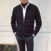 Ông Lu San tự chế mùa thu và mùa đông áo khoác cashmere dày áo khoác Hàn Quốc phiên bản áo sơ mi cổ điển đẹp trai bóng chày