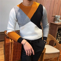 Ông Lu San Xu hướng áo len nam mùa đông cá tính Hàn Quốc Slim Casual cổ tròn áo thun dệt kim dài tay - Kéo qua áo sweater nam