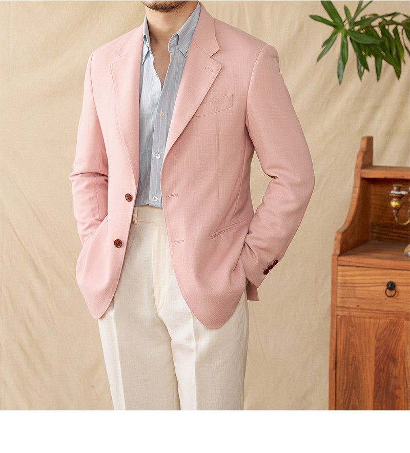 Hirsch Sanxian Business-Stil Entspannung nicht bügeln Leinen Tencel gemischt Fischgräten muster Anzug Jacke Herren Freizeit anzug trendy – Detail 27