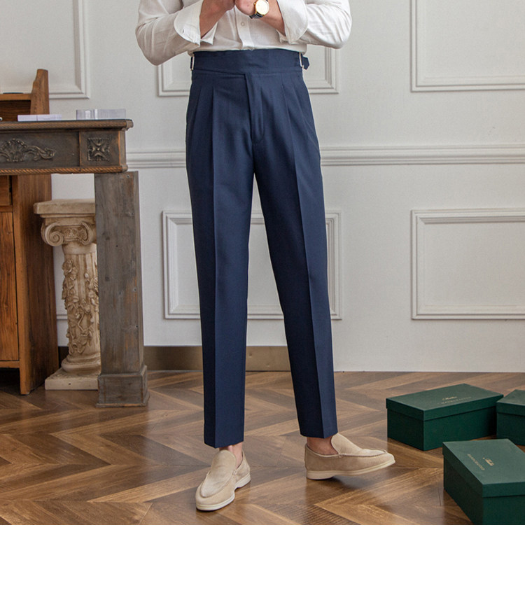 Men's Gurkha Pants High Waist Straight Retro Naples Trousers