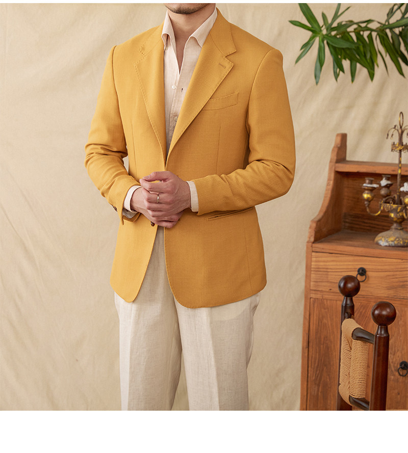 Hirsch Sanxian Business-Stil Entspannung nicht bügeln Leinen Tencel gemischt Fischgräten muster Anzug Jacke Herren Freizeit anzug trendy – Detail 36