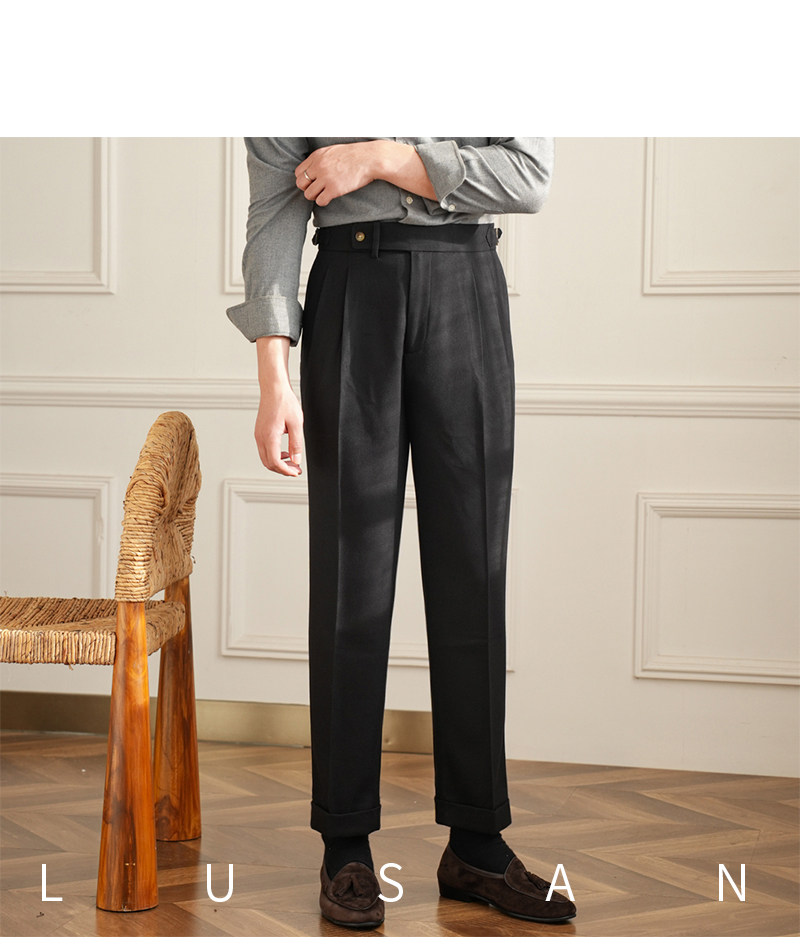Männer Pendler All-match Neapel Hohe Taille Micro Gerade Casual Hosen Retro Herbst Business Hosen – Detail 33