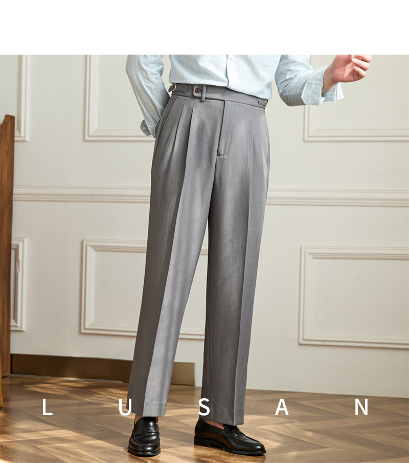 Business-Pendler All-Match-Freizeit hose mit weitem Bein, atmungsaktive, nicht bügelnde, britische, lockere Western hose mit hoher Taille für Männer – Detail 19