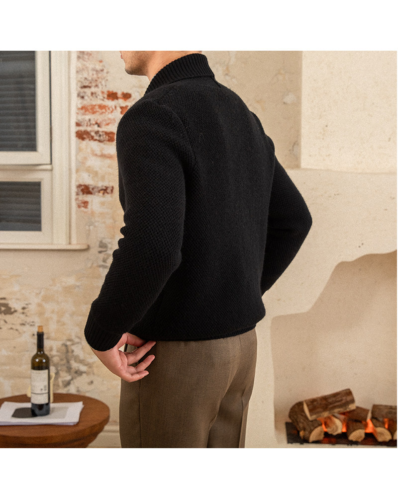 Mr. deer drei gestrickte Mantel Schal kragen Zweireiher Pullover warme Herbst und Winter Wolle Strickjacke Retro modische Jacke – Detail 27