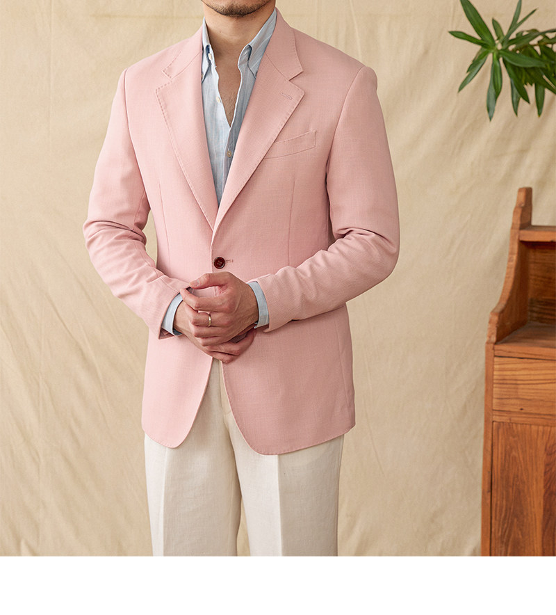 Hirsch Sanxian Business-Stil Entspannung nicht bügeln Leinen Tencel gemischt Fischgräten muster Anzug Jacke Herren Freizeit anzug trendy – Detail 22