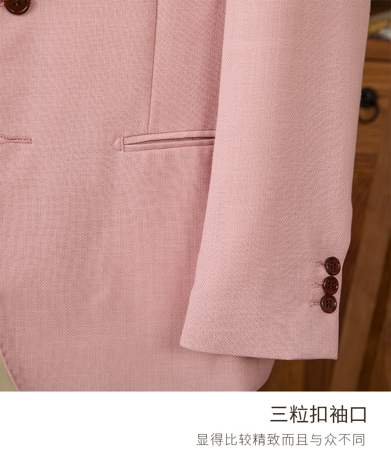 Hirsch Sanxian Business-Stil Entspannung nicht bügeln Leinen Tencel gemischt Fischgräten muster Anzug Jacke Herren Freizeit anzug trendy – Detail 15