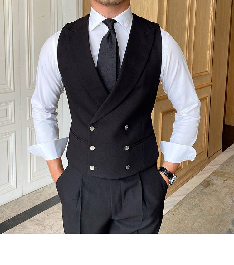 Mens Vest British Casual Double Breasted Cardigan Vintage Style