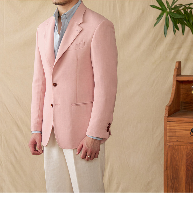 Hirsch Sanxian Business-Stil Entspannung nicht bügeln Leinen Tencel gemischt Fischgräten muster Anzug Jacke Herren Freizeit anzug trendy – Detail 26