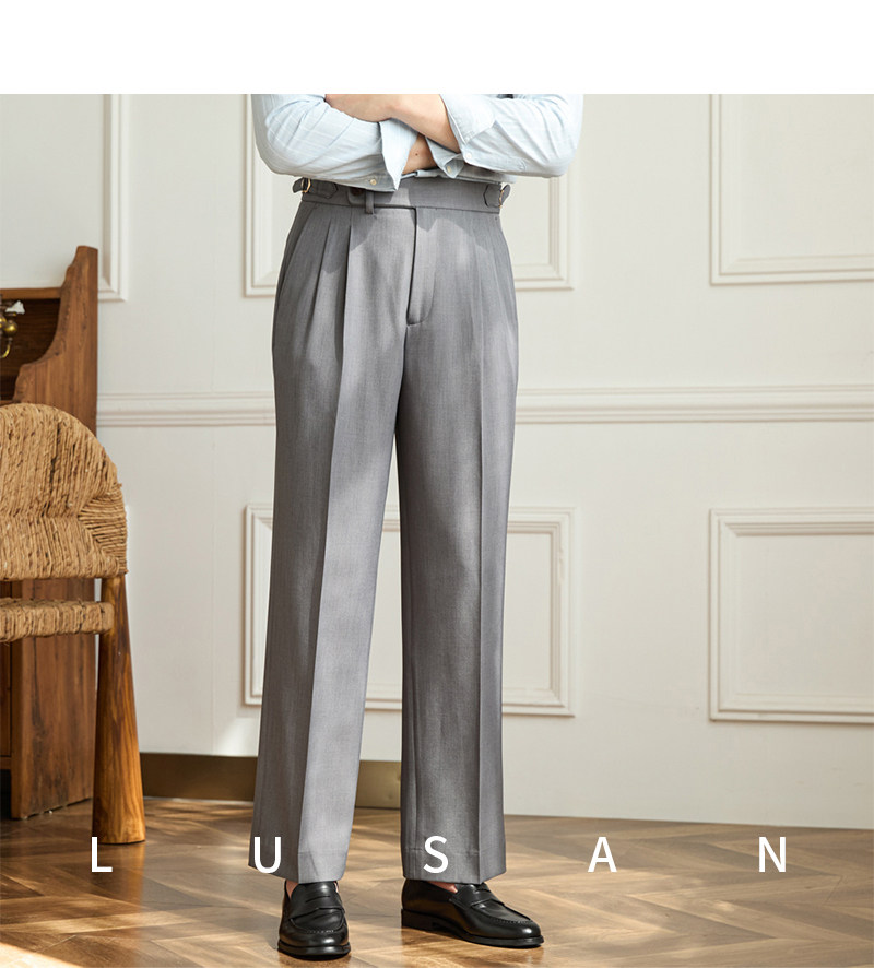 Business-Pendler All-Match-Freizeit hose mit weitem Bein, atmungsaktive, nicht bügelnde, britische, lockere Western hose mit hoher Taille für Männer – Detail 24