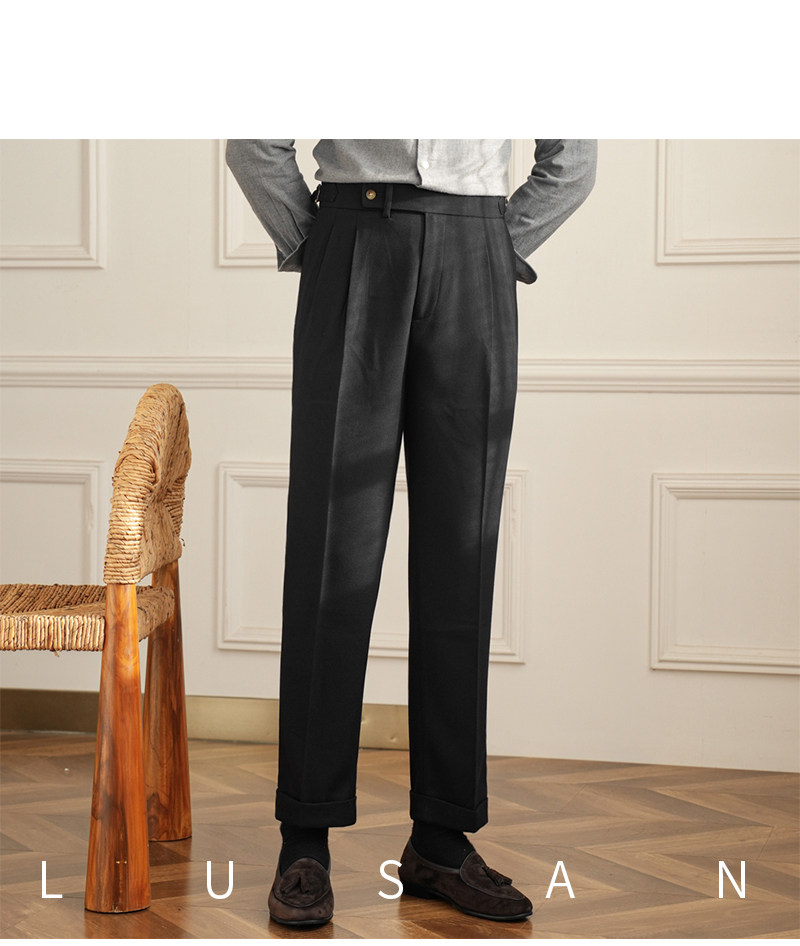 Männer Pendler All-match Neapel Hohe Taille Micro Gerade Casual Hosen Retro Herbst Business Hosen – Detail 29