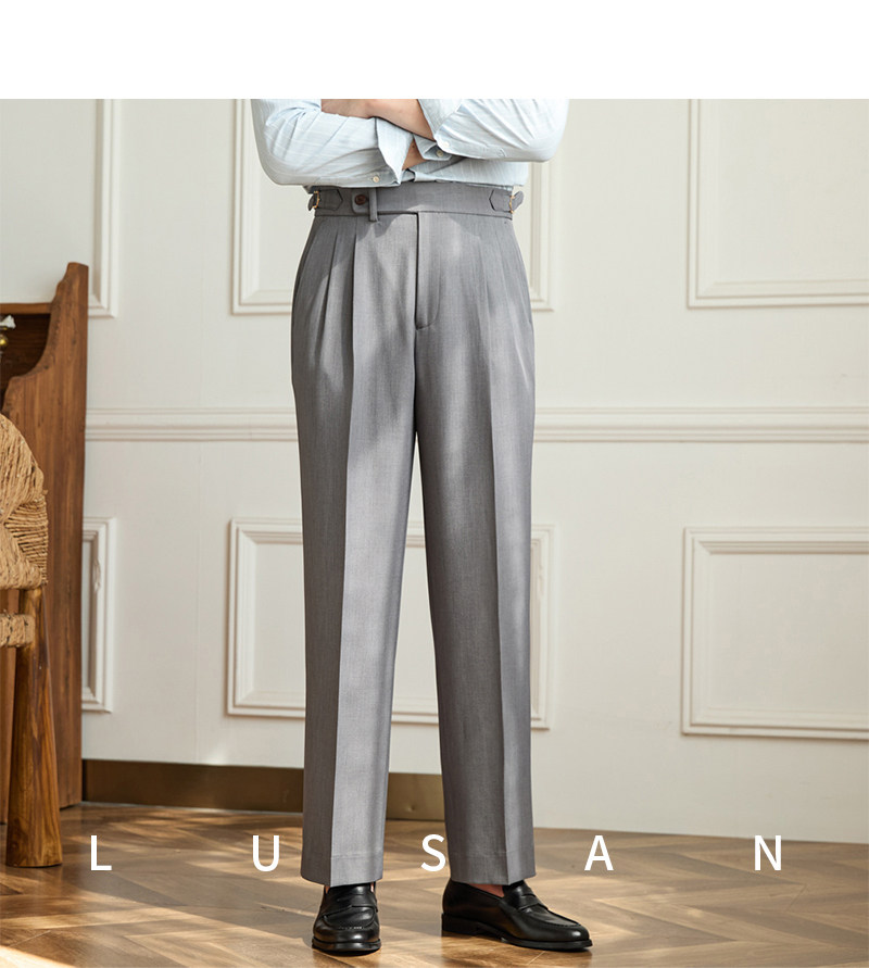 Business-Pendler All-Match-Freizeit hose mit weitem Bein, atmungsaktive, nicht bügelnde, britische, lockere Western hose mit hoher Taille für Männer – Detail 27