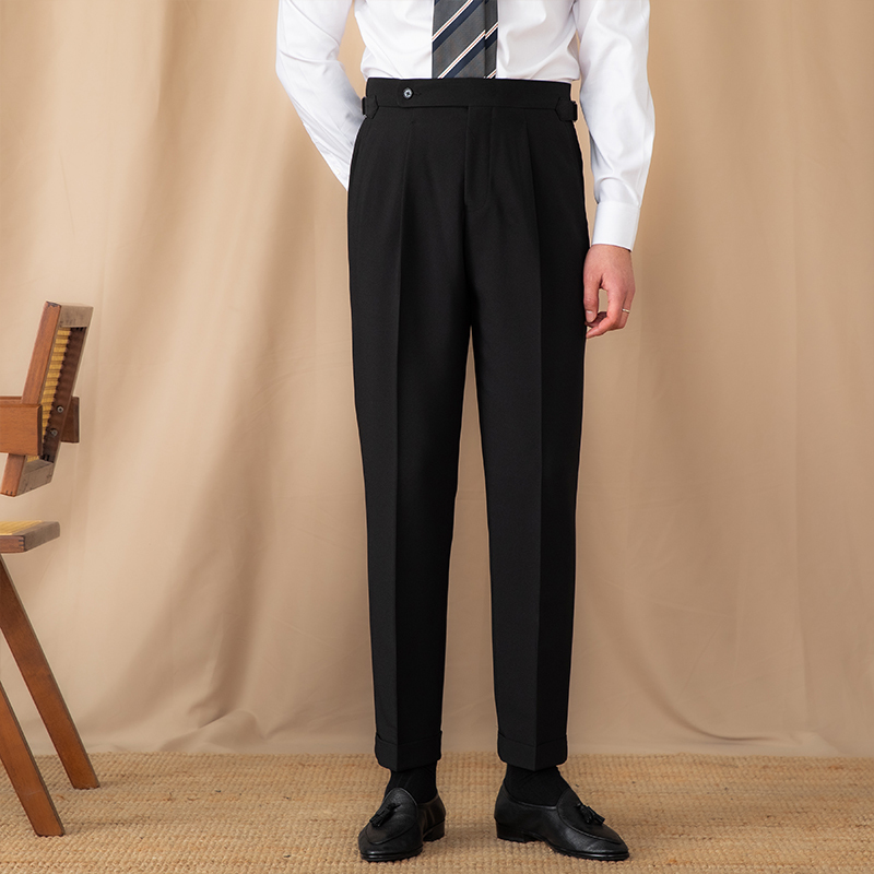 Mr. Lu San's Italian-Style British Business Wrinkle-Resistant High-Waisted Straight-Leg Pants, Italian Neapolitan Retro Long Pants for Men