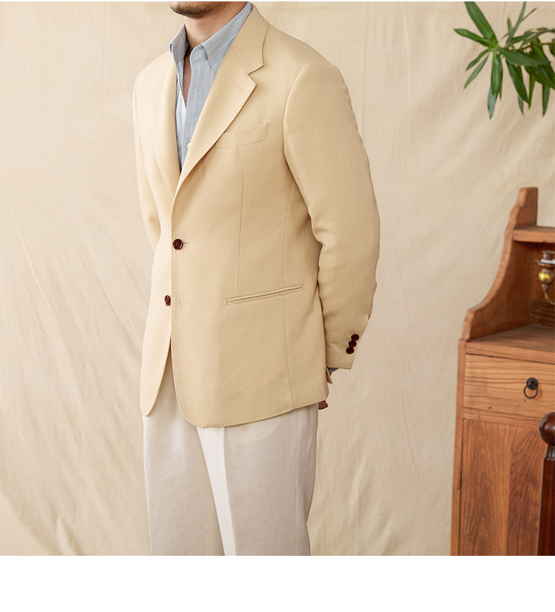 Hirsch Sanxian Business-Stil Entspannung nicht bügeln Leinen Tencel gemischt Fischgräten muster Anzug Jacke Herren Freizeit anzug trendy – Detail 29