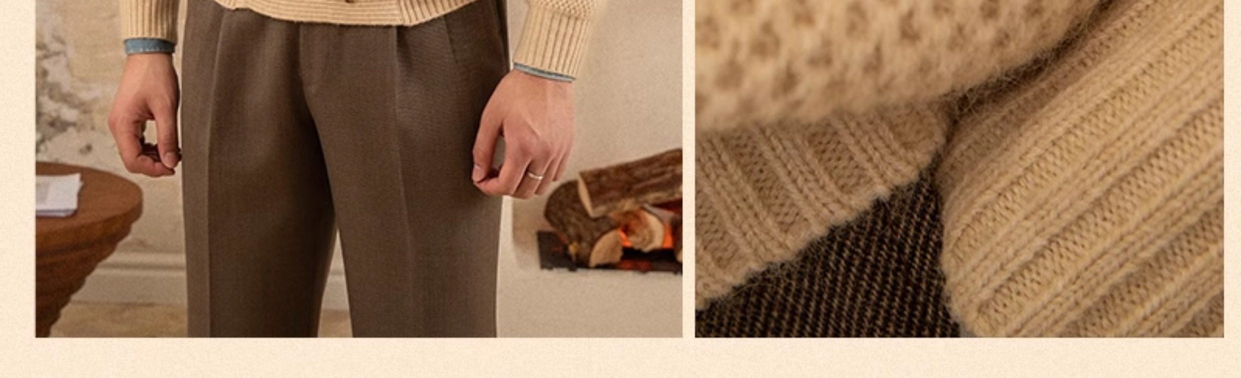 Mr. deer drei gestrickte Mantel Schal kragen Zweireiher Pullover warme Herbst und Winter Wolle Strickjacke Retro modische Jacke – Detail 3