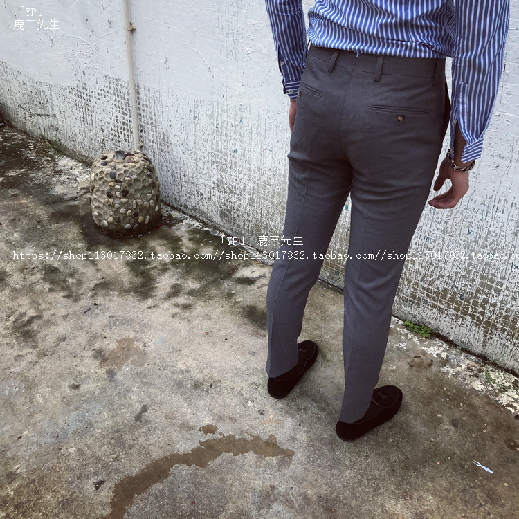 Quần lọt khe nam mùa thu kinh doanh quần phù hợp với giới trẻ Hàn Quốc Quần âu Anh quần âu thời trang Nhật Bản quần tây xanh