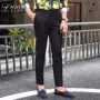 Mr. Lu San Men 2017 Xuân-Thu Mới Quần Suit mới Thời trang Quần Slim Quần sắt giản dị Quần xu hướng Hàn Quốc quần tây đen
