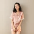 Mei Ou Wei Mi Summer Ice Silk Bộ đồ ngủ satin dành cho nữ Bộ đồ ngủ bằng lụa ren lụa ngắn tay - Giống cái