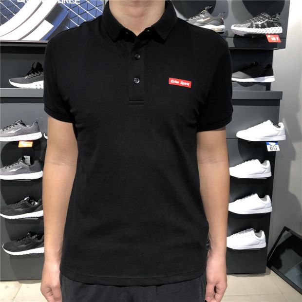 Áo thun ngắn tay mùa hè Hongxing Erke 2019 nam thoáng khí thấm mồ hôi nhẹ cổ áo POLO 11218219286 - Áo polo thể thao áo polo nam trang