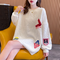 Spring and Autumn Pregnant Women Wear New Han Edition Fashion Lax Round Printing Skin Costume Large Cover