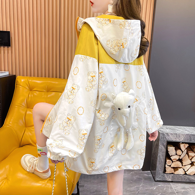 2021 Maternity Clothing Autumn Style Free Bear Double Layer Cap Large Size Hooded Thin Jacket Sweater Workwear Coat Women