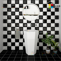 Nordic simple export thickened little fat bread brick kitchen bathroom black and white glossy toilet thickened background wall