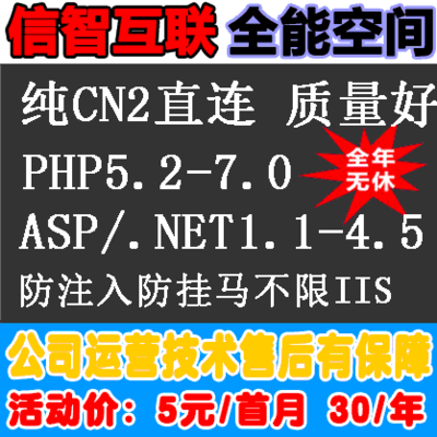 Independent High Defense China Hong Kong Domestic Virtual Host ASP PHP NET Month Pay Multi-Line BGP Network Station Space