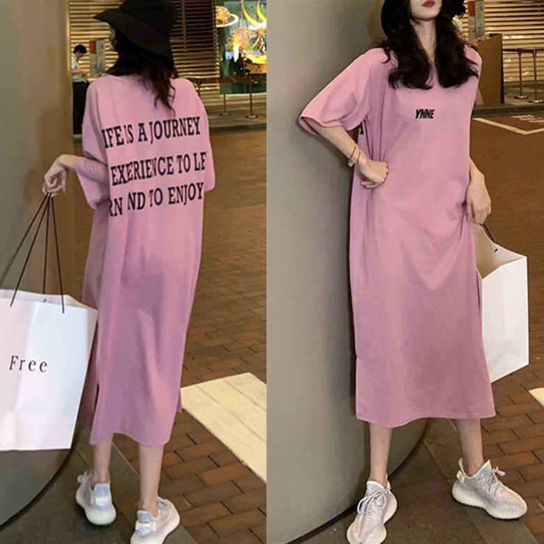 Pregnant women dress spring coat T-shirt pure cotton loose short sleeve fashion pregnant women summer dress long mom