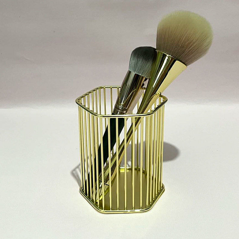 Nordic Makeup Brush Barrel Iron Art Containing God Instrumental Dress Color Makeup Cosmetic Tool Containing Drum Gold Hexagon Pen Barrel