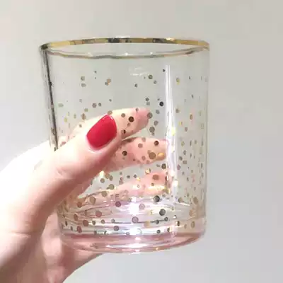 ins Wind Nordic golden light luxury glass cup water Cup toothbrush mouthwash cup glass storage brush bucket gold rim storage Cup