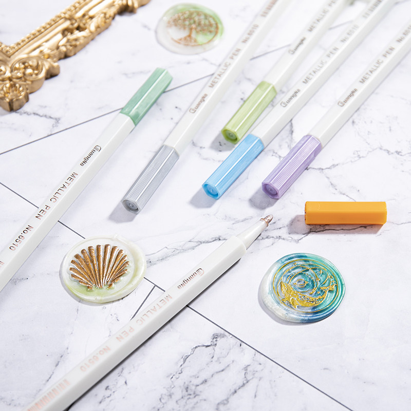 Fire paint coloring pen metal pen color watercolor note marker pen fire paint wax stick seal set wax oily pen