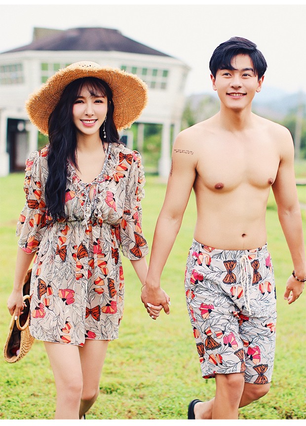 Cặp đôi đồ bơi retro bikini nữ ba mảnh giảm béo bụng tắm spa bãi biển cặp đôi những người yêu thích đồ bơi 	đồ đôi tắm biển đẹp