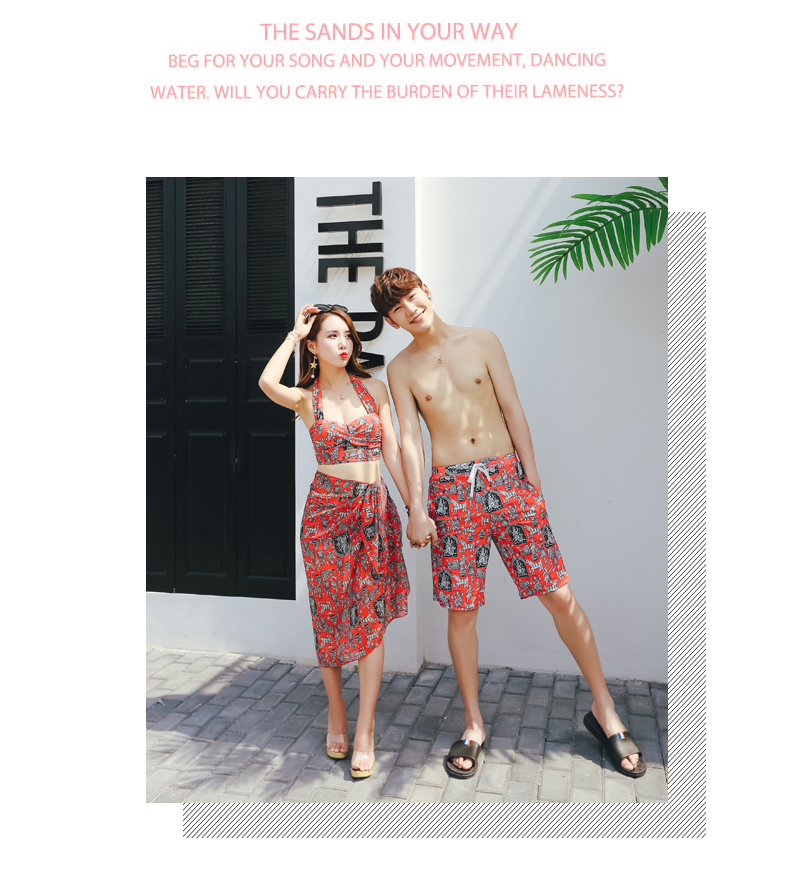Cặp đôi đồ bơi nữ ba mảnh thép gợi cảm bikini khăn quàng cổ gợi cảm quần nam đi biển phù hợp với đồ bơi 	đồ đôi đi biển big size