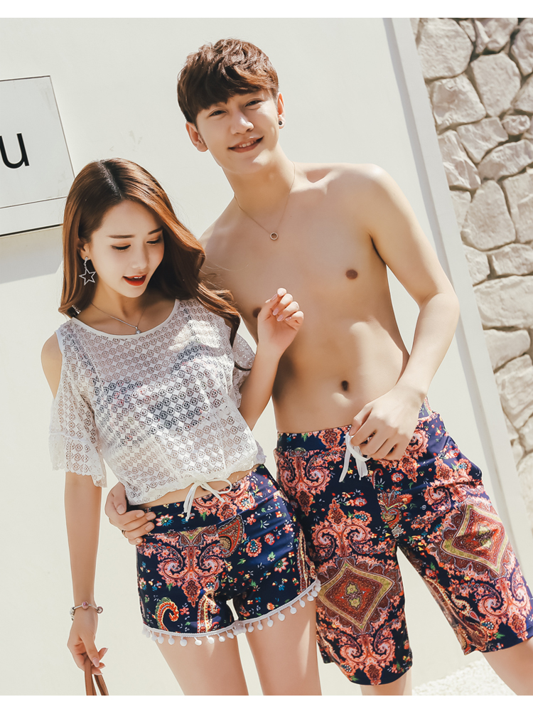 Bộ đồ bơi đôi của phụ nữ phù hợp với bộ đồ bốn mảnh Bộ bikini mới che bụng giảm béo mùa xuân nghỉ mát bãi biển quần tây nam phù hợp với quần đồ đôi đi biển nam nữ