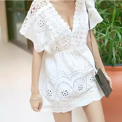 Season fresh white beach dress bikini blouse Bali Maldives
