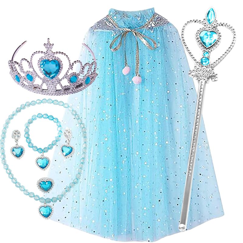 Frozen Elsa Princess Cape Children's Shawl Girls' Outerwear Cloak Girls' Mesh Halloween Cape