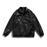 Чистый парень в кожаной куртке PU Весна и осенняя водонепроницаемая черная куртка темная материя