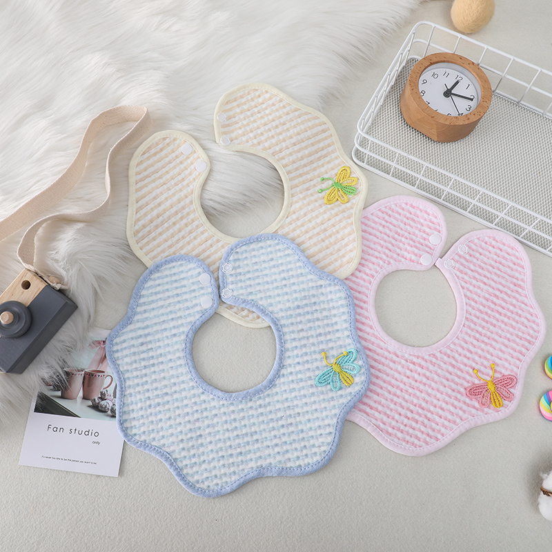 3 5 10 quilted flower waterproof star anise saliva bib 360 rotating cotton double layer baby scarf baby