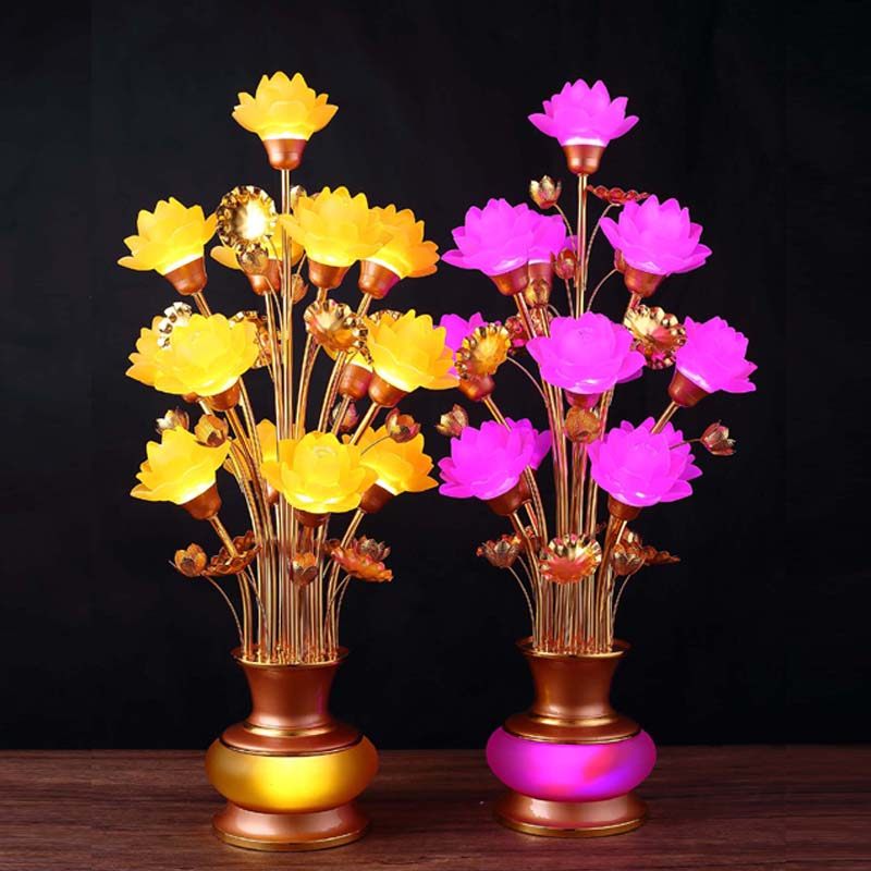 Led seventy-ninety-three products colorful glazed lotus lamp Buddha for lamp Buddha hall Buddha in front of Changming lamp temple household plug-in