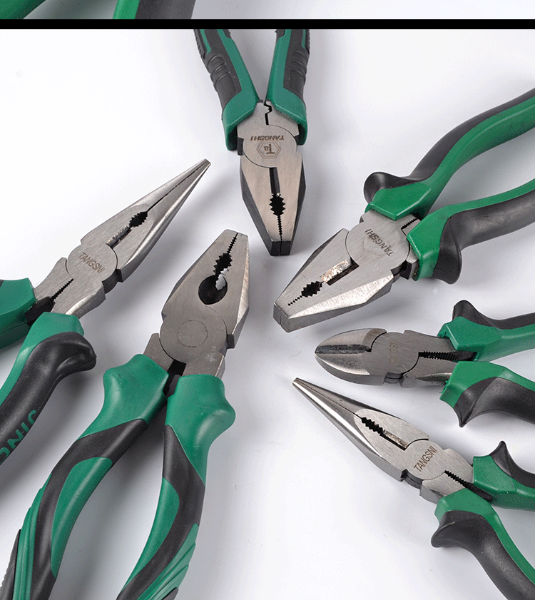 Vise pliers wire pliers 8 inch oblique mouth pliers oblique mouth pliers needle nose pliers 6 inch multifunctional labor-saving pliers green rubber handle