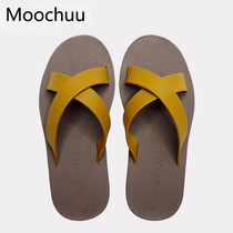 MooChuu Thai slippers and women colourful cross-cut couples latex home bathroom summer anti-skiing beach shoes