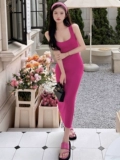 Нежное розовое элегантное элитное трикотажное платье, подарок на день рождения, эффект подтяжки
