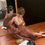 Румяна, элитная длинная юбка, китайский стиль, цветочный принт, осенние