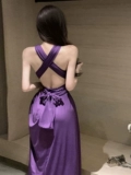 Элитное элегантное вечернее платье, сексуальная сиреневая длинная юбка