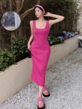 Нежное розовое элегантное элитное трикотажное платье, подарок на день рождения, эффект подтяжки