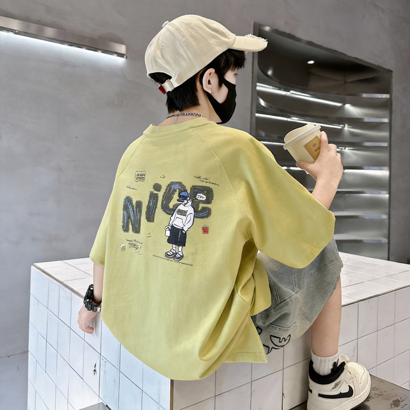 Boys' Summer Short-Sleeve T-Shirt 2026 New Style, Handsome and Trendy for Older Children, Versatile Children's Summer Clothing, Trendy Top Boys' Summer Short-Sleeve T-Shirt 2026 New Style, Handsome and Trendy for Older Children, Versatile Children's Summer Clothing, Trendy Top
