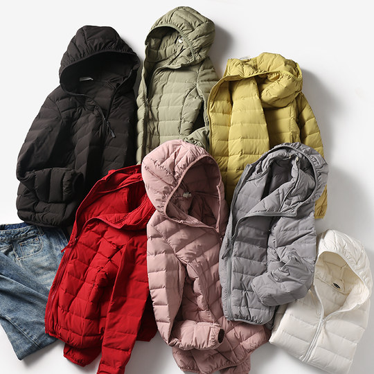 回馈老粉，不抢悔一年！！90%白鸭绒运动连帽合身休闲轻羽绒服 女